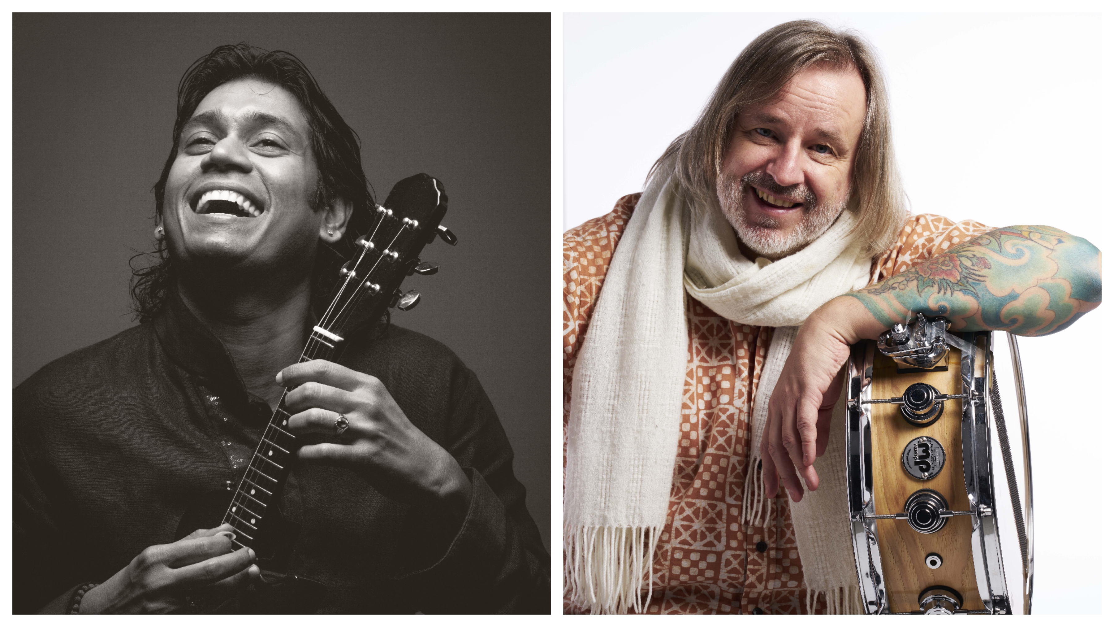 Uppalapu Rajesh (left) is the younger brother of late U Shrinivas. Pete Lockett (right) is versatile in Carnatic, Jazz and World music.  is well-versed in percussion traditions from music cultures around the world from traditional Japanese taiko drumming, to blues, funk, rock and classical.Photo courtesy: Arte Compass