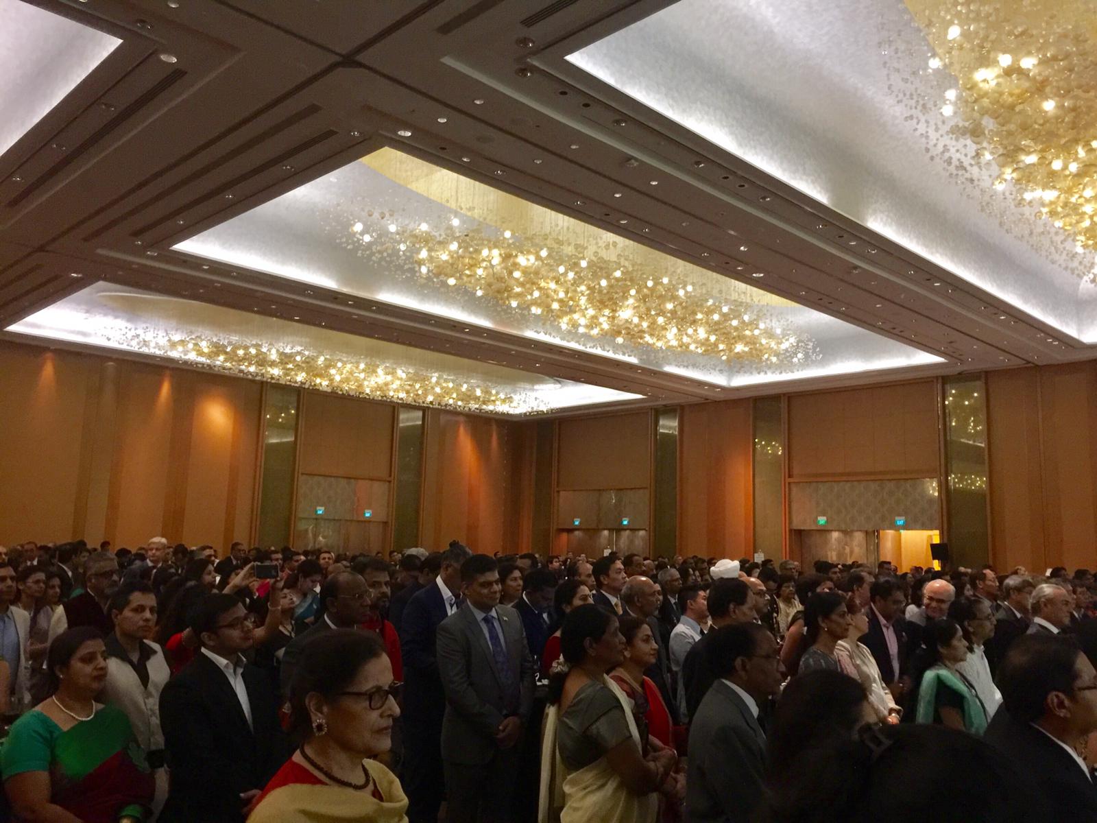 Members of Indian diaspora at the grand celebrations of India's 70th Republic Day at the Marina Bay Sands hotel Photo: Connected to India
