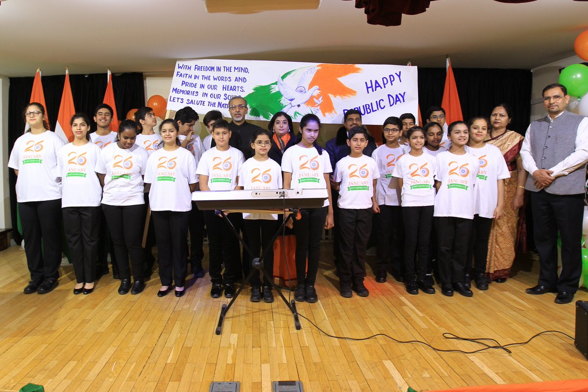 Children from the Embassy of India School presenting a cultural programme in Moscow on the occasion of Indian Republic Day. Photo courtesy: Twitter@IndEmbMoscow