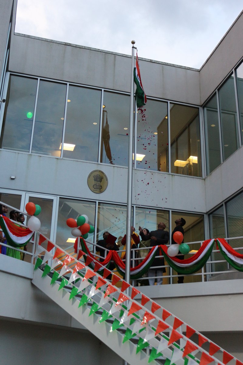 Anupam Ray, Consul General of India hoisting national flag at the Consulate General of India in the city of Houston. Photo courtesy: Twitter@cgihou
