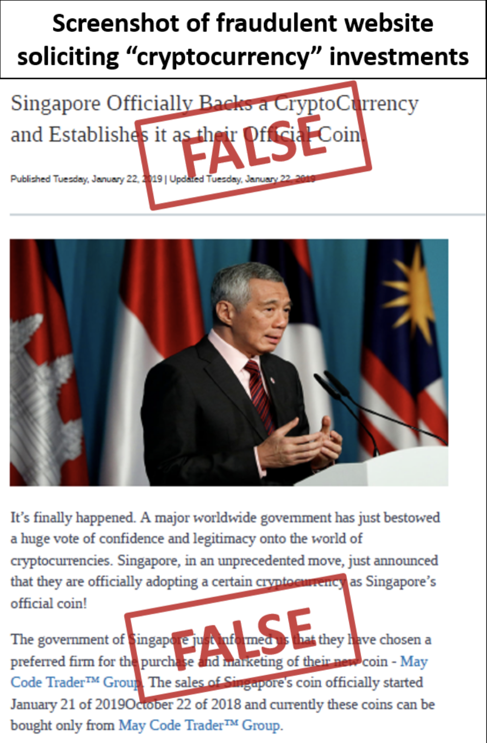 Screenshot of fraudulent website. Image courtesy: MAS