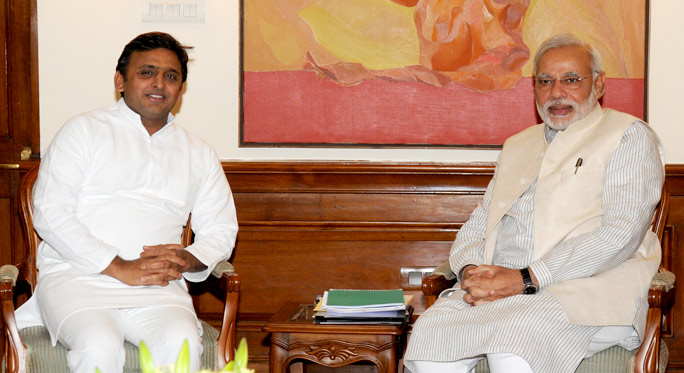 Former Uttar Pradesh CM and Samawadi Party leader Akhilesh Yadav (left), seen here with PM Narendra Modi, is among those who have questioned the integrity of the EVMs. Photo courtesy: Wikimedia