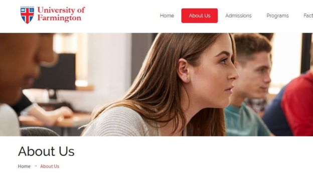 A screenshot of the University of Farmington website. Photo courtesy: FIH