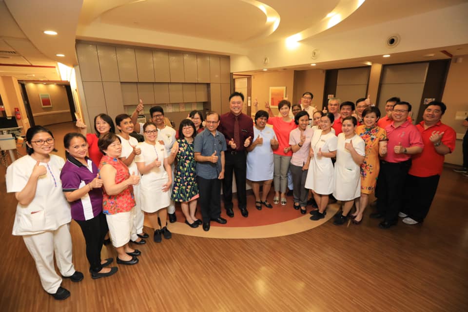 Josephine Teo, Manpower Minister of Singapore along with health workers and patients at KK Women's and Children's Hospital. Photo courtesy: Facebook page of Josephine Teo