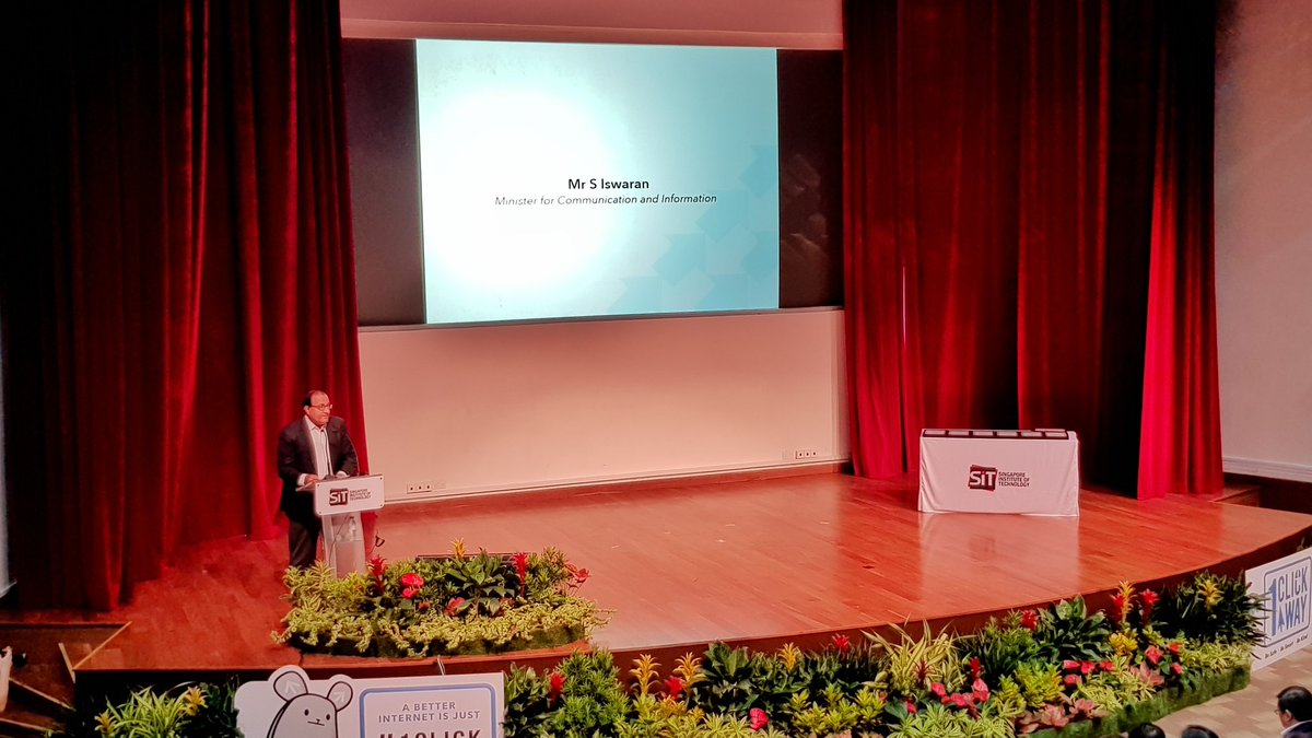  S Iswaran, Minister for Communications and Information of Singapore speaking at the inaugural 'Better Internet Conference' organised at the Singapore Institute of Technology. Photo courtesy: Twitter@MediaLiteracyCouncil