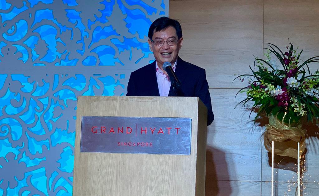    Finance Minister of Singapore Heng Swee Keat addressing guests during the launch of a food heritage book at Grand Hyatt in Singapore. Photo: Connected to India