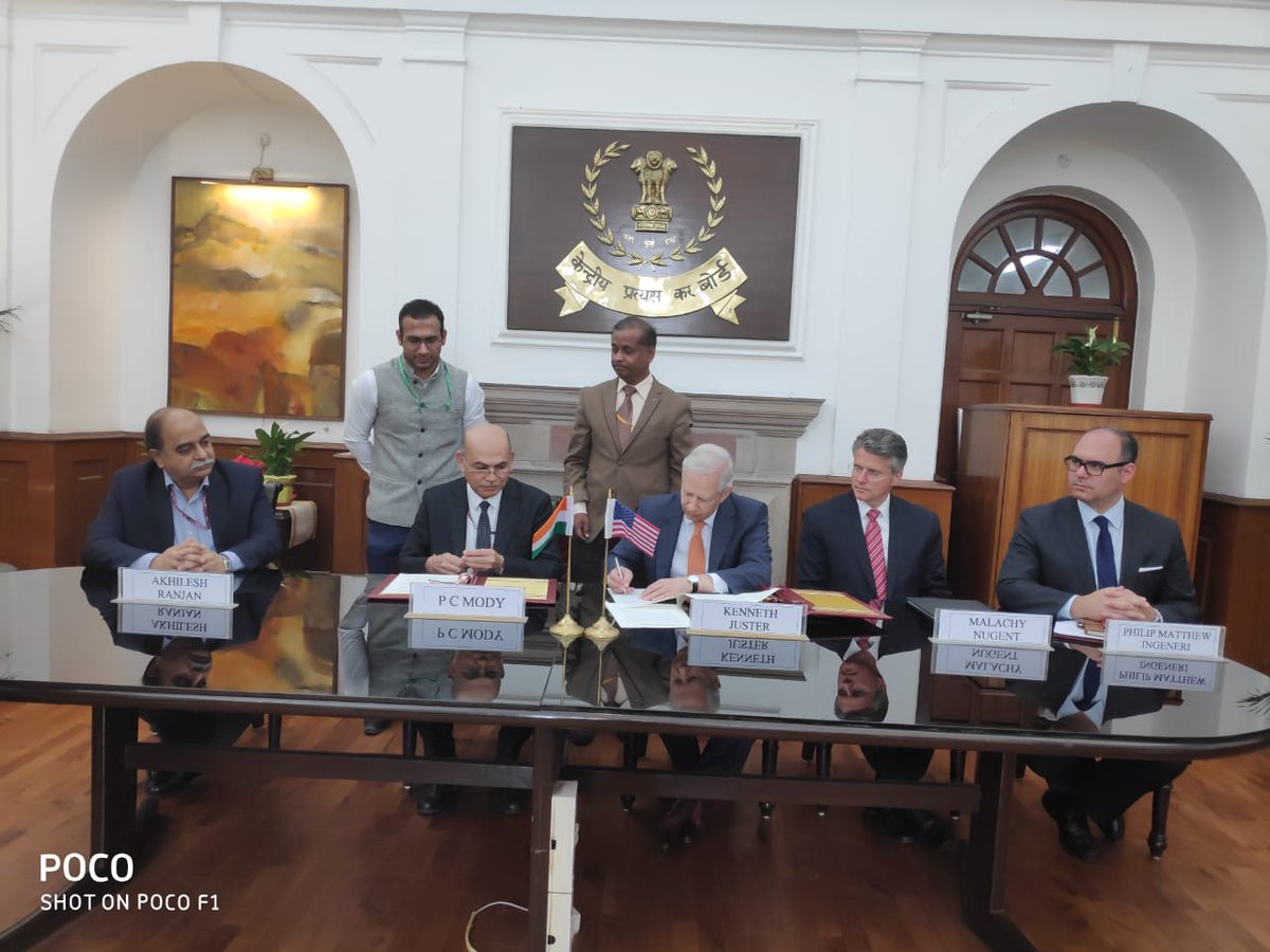 India and US signed Inter-Governmental Agreement for the exchange of Country by Country (CbC) Reports on automatic basis. Photo courtesy Ministry of Finance
