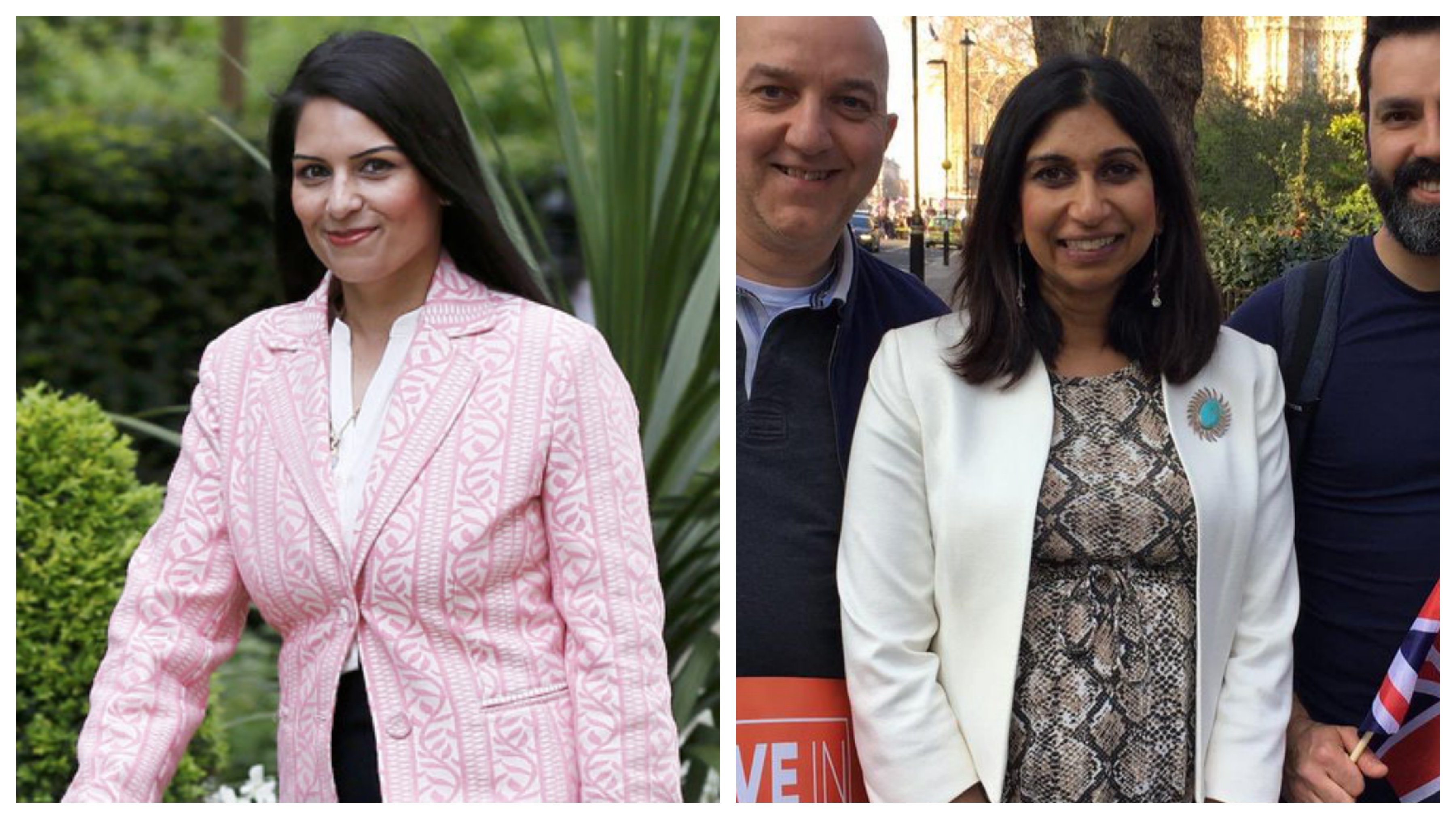 Indian-origin MPs Priti Patel (left) and Suella Braverman are among a steadfast group of hard-Brexiteer Conservatives holding out against the deal negotiated by the Theresa May government with the EU. Photo courtesy: Twitter 