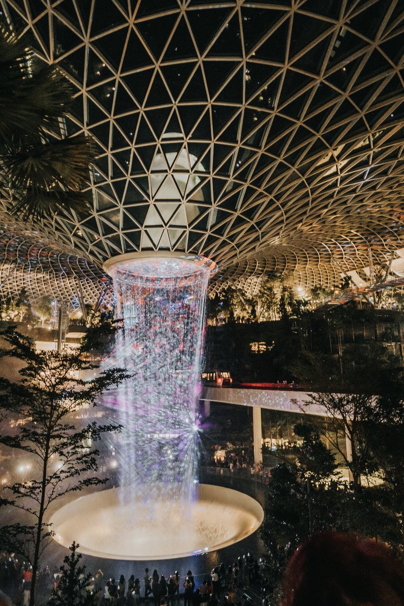   Jewel Changi Airport has a ‘HSBC Rain Vortex’ which is the world's tallest indoor waterfall. Photo courtesy: Twitter page of Changi Airport