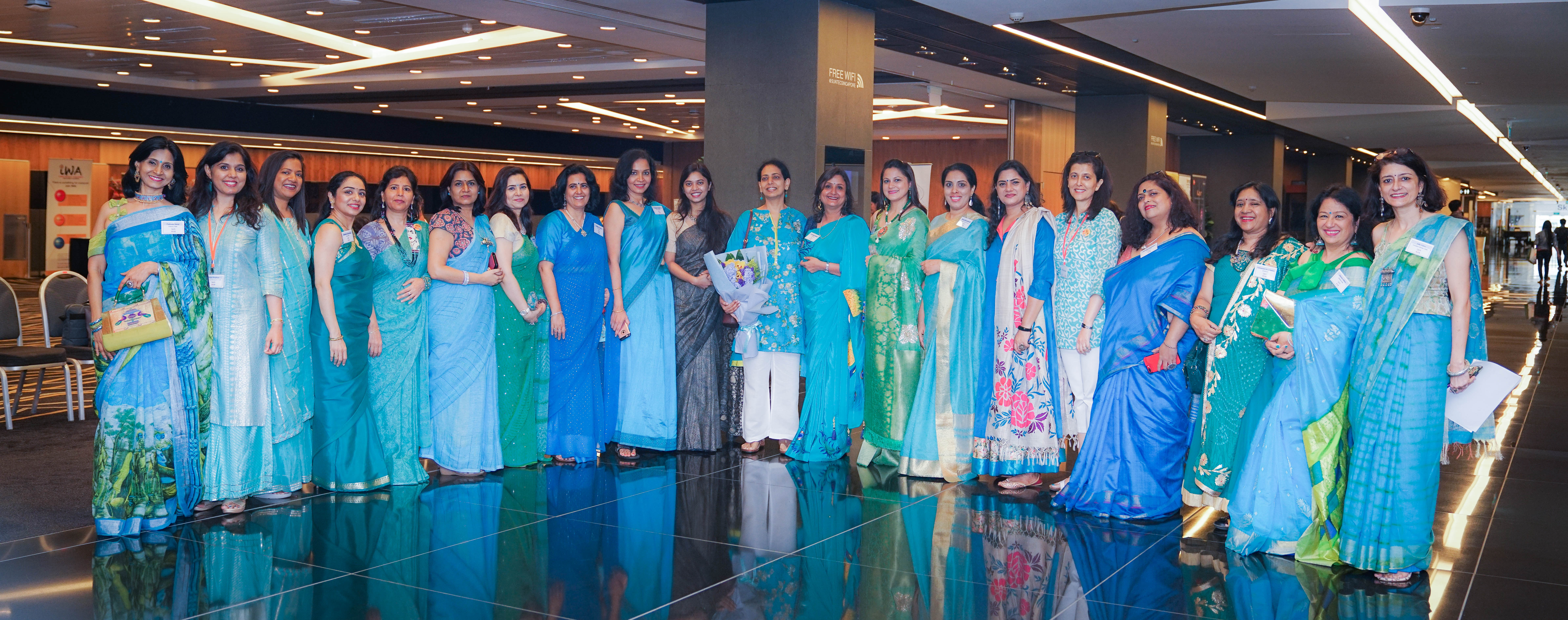 IWA team poses with Dr Ghazala – what a pretty sea of blue! Photo courtesy: Gargi Mazumdar