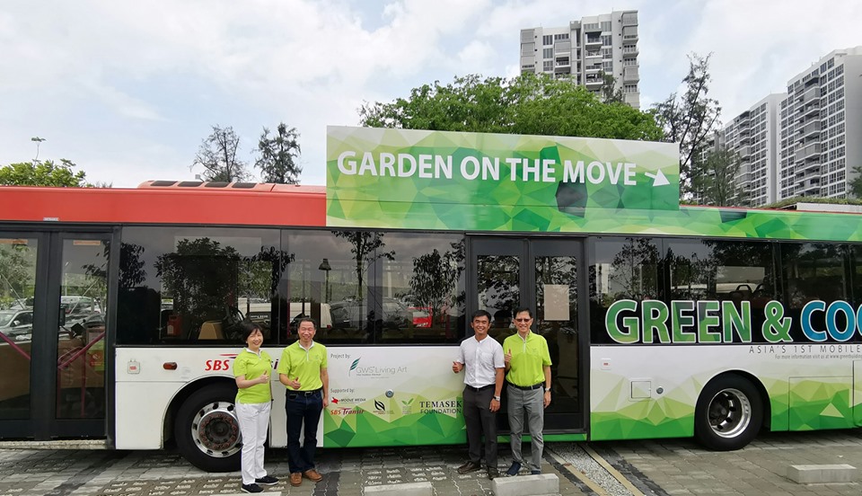 About 10 SBS Transit buses of Singapore have been fitted with rooftop gardens. Photo courtesy: Facebook page of Singapore Green Building Council (SGBC) 