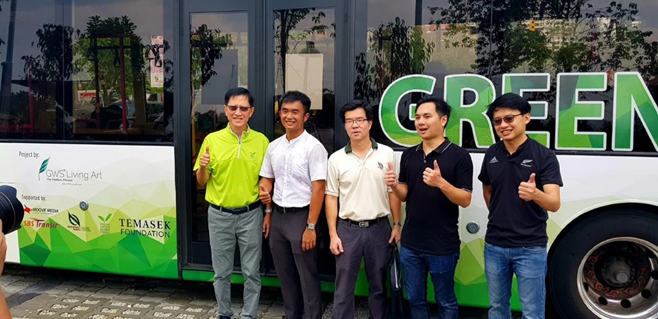 These buses are fitted with a soilless roof system - instead of conventional soil and the plants are secured on a lightweight mat used for skyrise greenery. Photo courtesy: Facebook page of SGBC