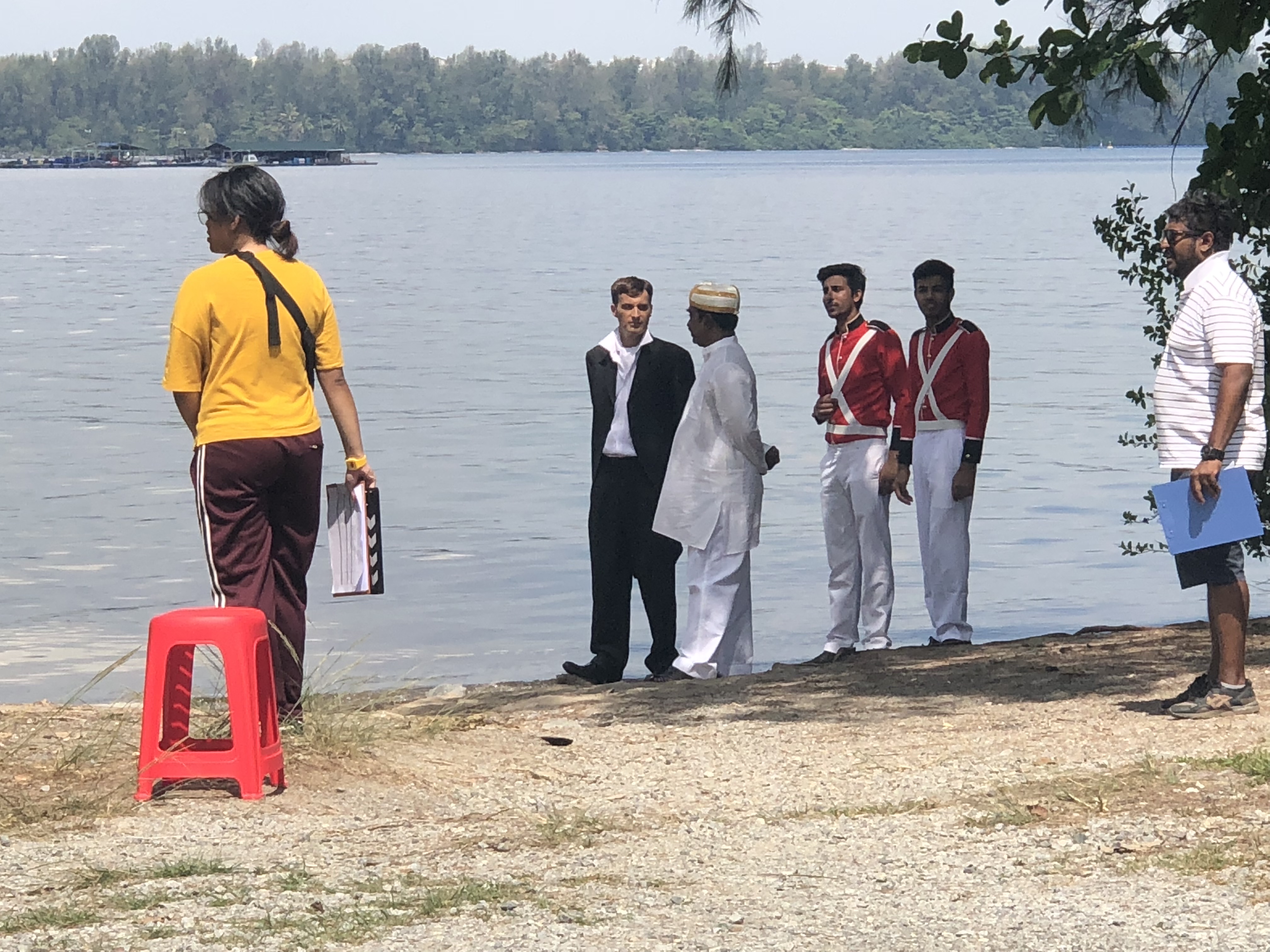 Shooting a scene with Sir Thomas Stamford Raffles (left) and Naraina Pillai (2nd from left) and some Sepoys. Apart from being a businessman and a close friend of Raffles’, Pillai was also helping the latter in the British administration of Penang. Photo courtesy: VisualBeatz