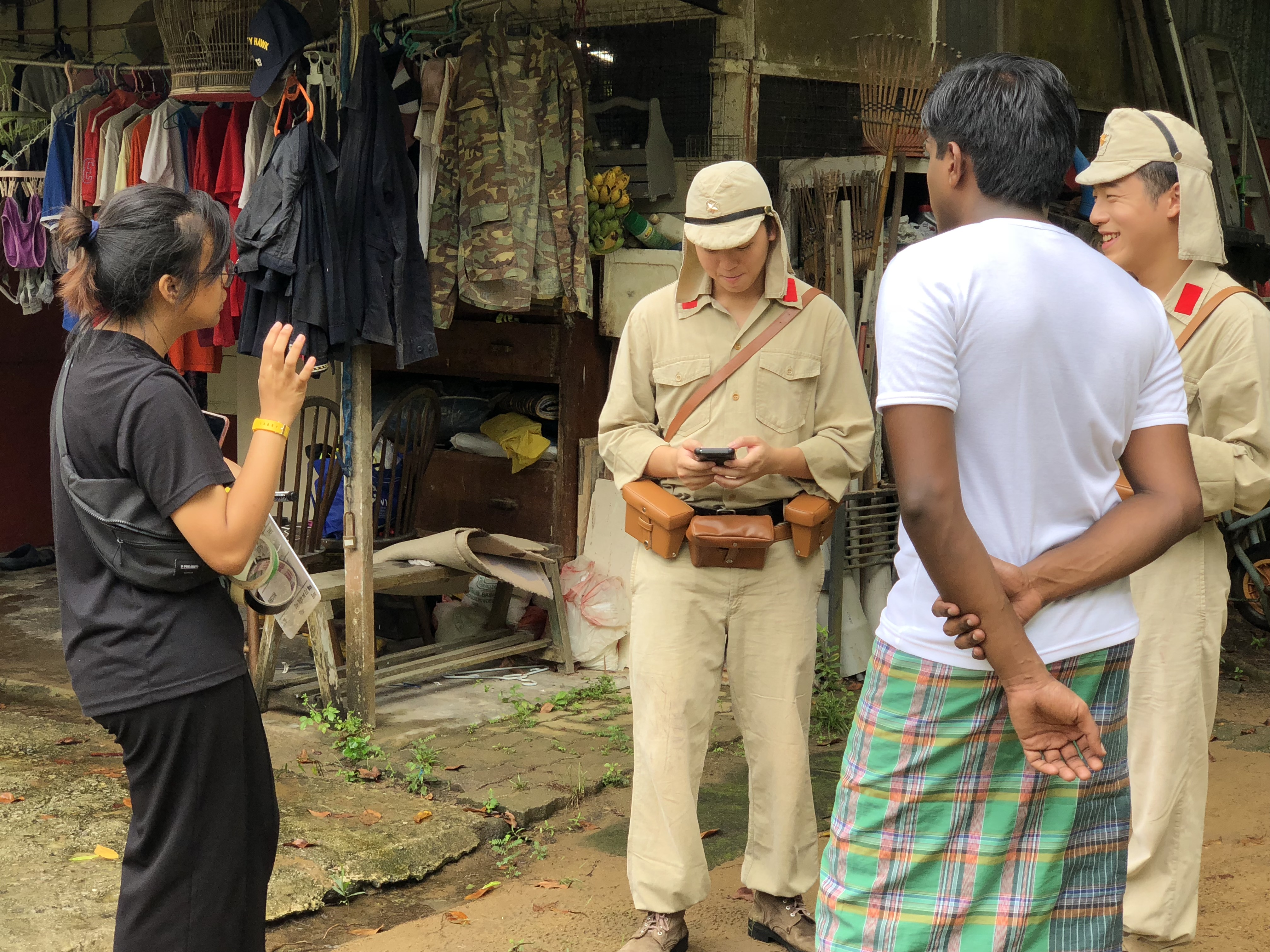 Rehearsing the sequence where SR Nathan served as a JApanese translator during World War 2, with period uniforms and costumes. Photo courtesy: VisualBeatz