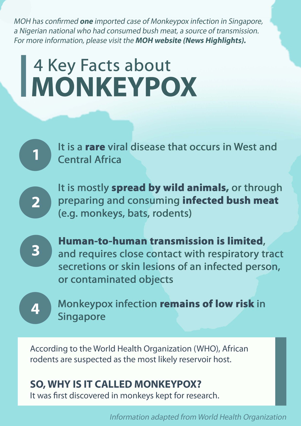 Infographic on monkeypox. Photo courtesy: Ministry of Health, Singapore