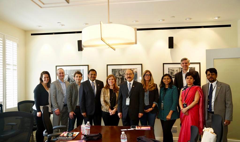 Ambassador Harsh Shringla visited Paramount Pictures and met Nicole Clemens, President and other senior executives of ParamountTV. Photo courtesy Indian Embassy in the US.