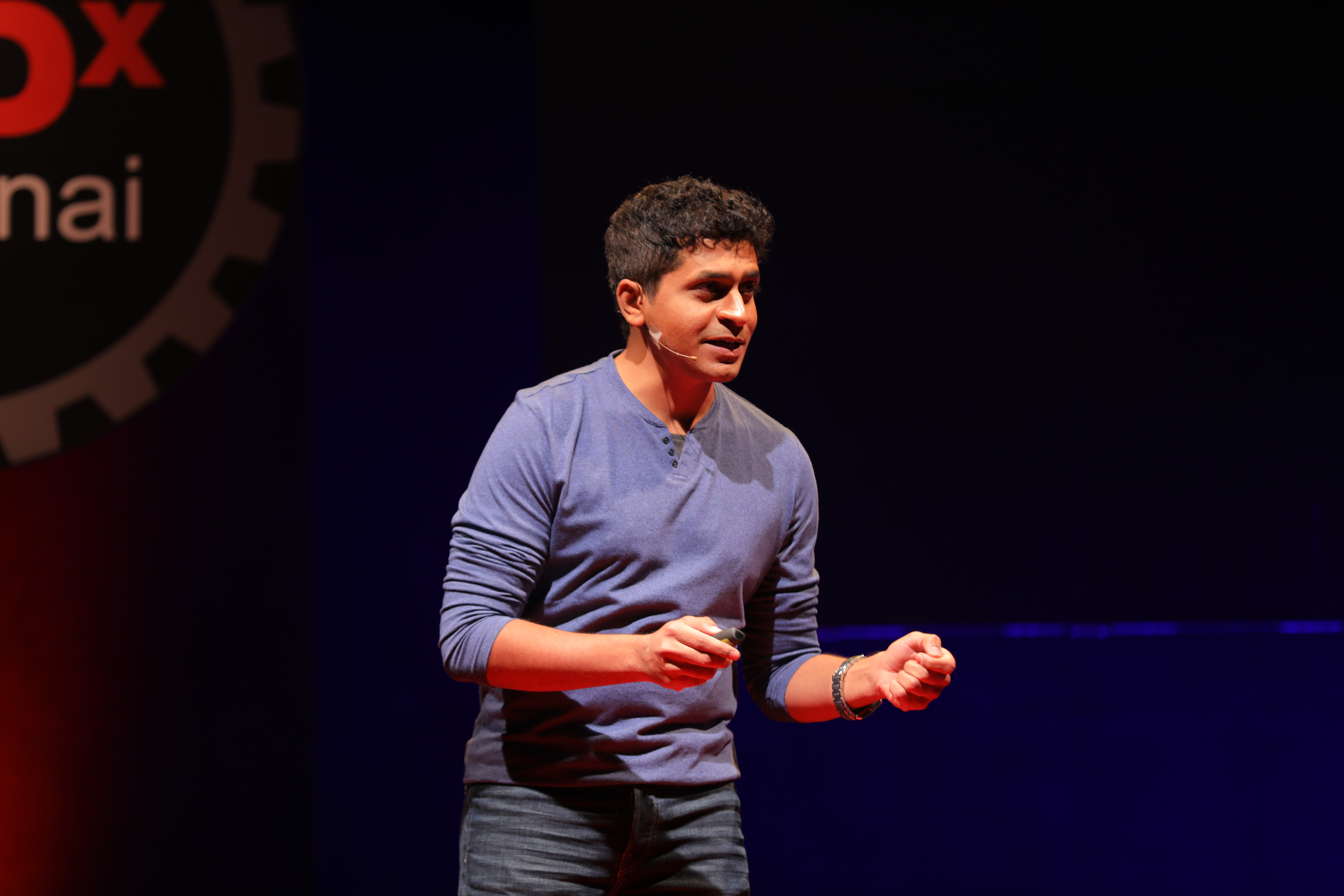   Sairam Emani speaking about the importance of classical arts at the prestigious Tedx platform. Photo courtesy: IndianRaga
