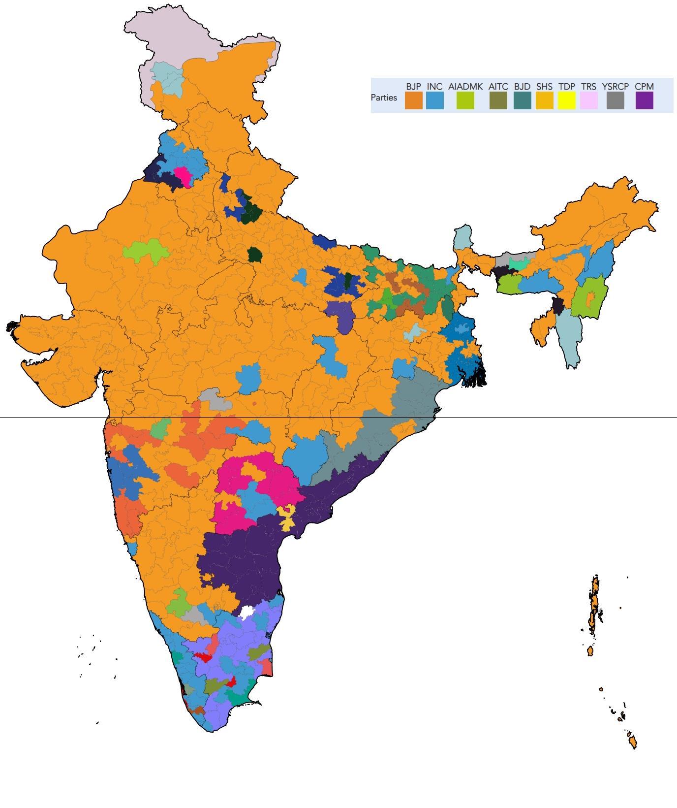 An election map of the constituencies. Photo courtesy: ECI