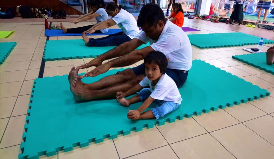 A little yogi seen at the yoga session organised by YogaNikam & Active SG @ HomeofAthletics. Photo courtesy: High Commission of India, Singapore