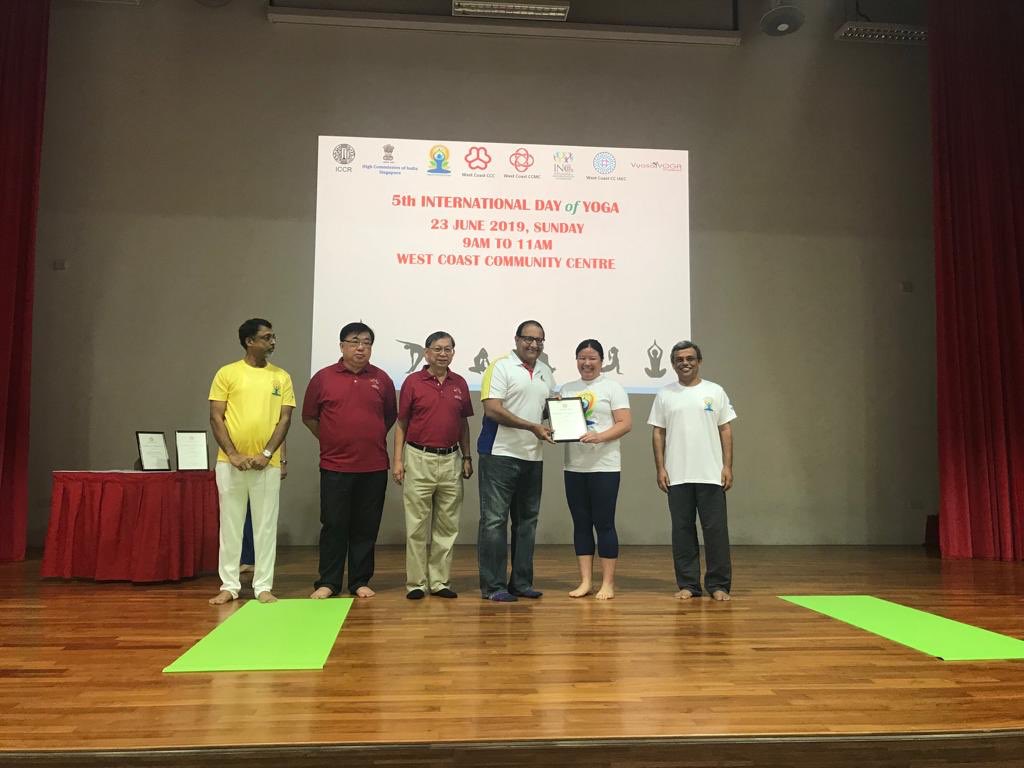 The minister applauded the efforts of the Indian High Commission in Singapore in bringing together local communities and societies to jointly host this year's yoga day celebrations from June 15-25.