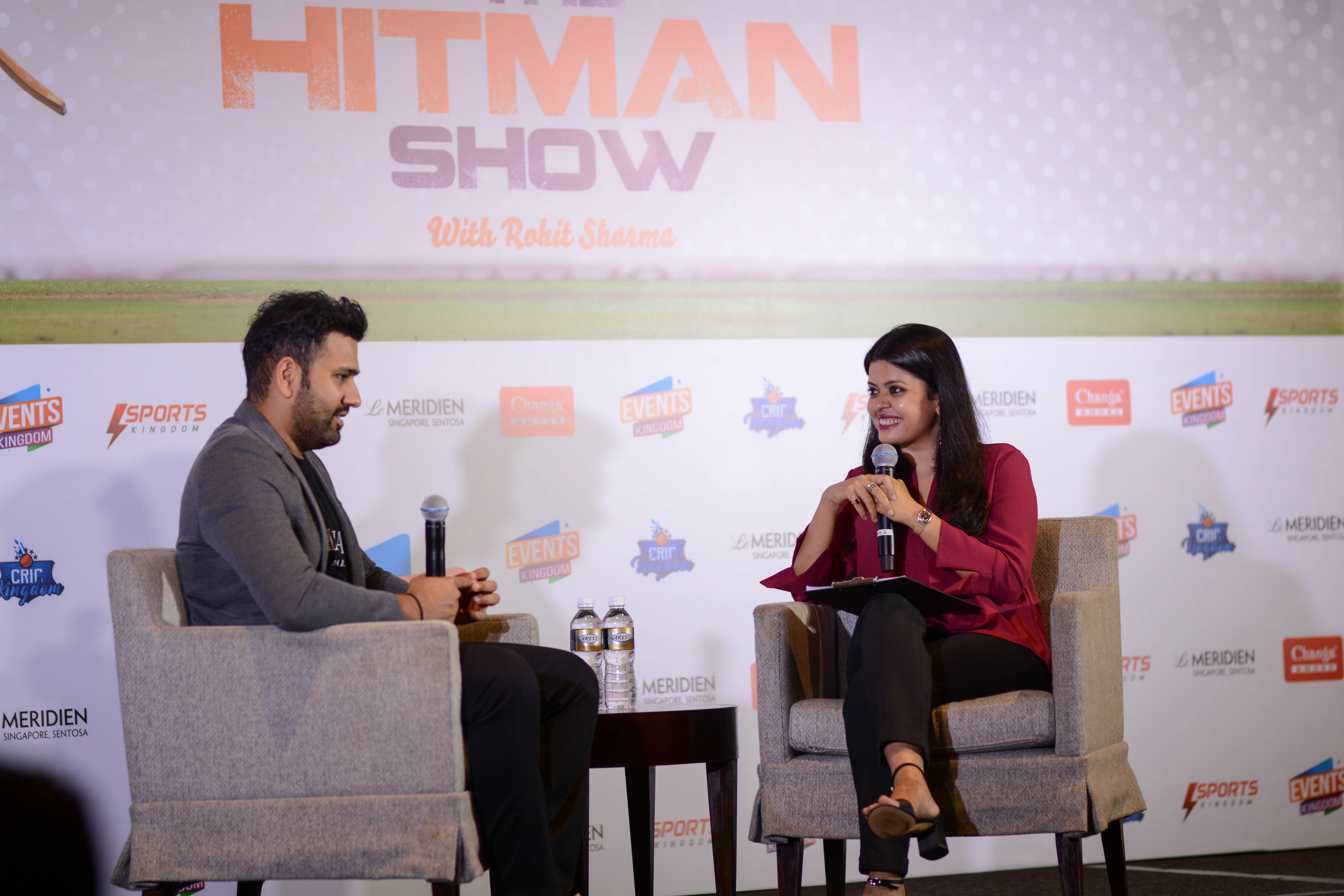 Rohit Sharma on stage for The Hitman Show and an interaction with Connected to India's Punam Sharrma. Photo courtesy: Events Kingdom