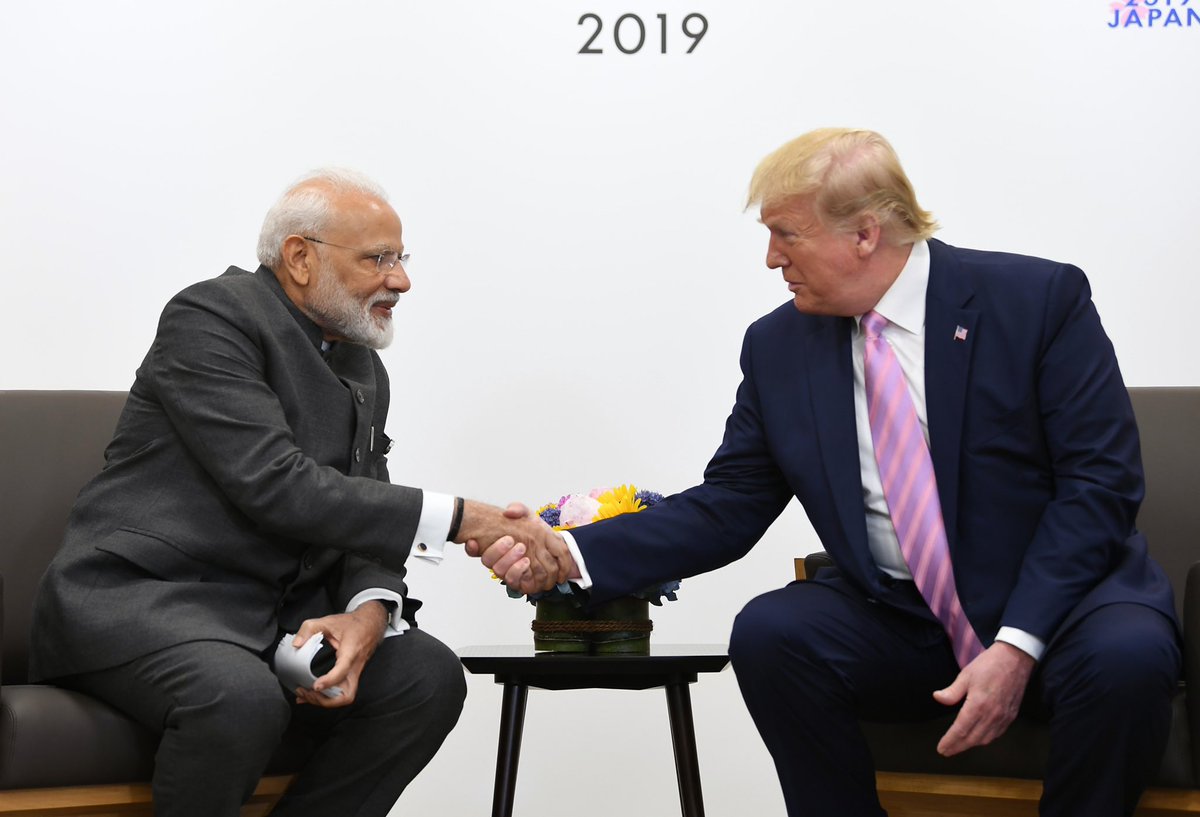 PM Modi and US President Donald Trump at the G-20 Summit in Japan in June. Photo courtesy: Twitter/@narendramodi