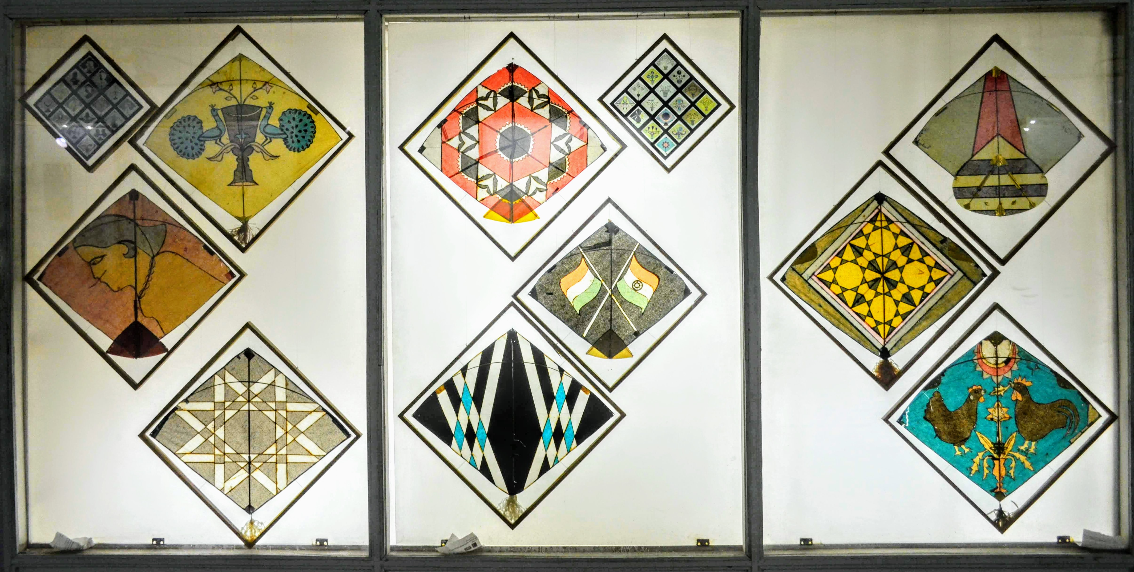 Rare kites are placed in glass panels backlit with tubelights. Photo courtesy: Kunal Trivedi