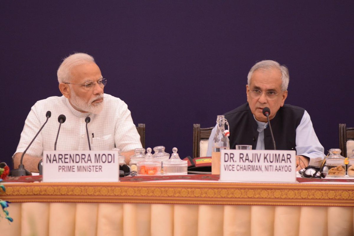 Indian Prime Minister Narendra Modi and NITI Aayog Vice Chairman Rajiv Kumar. Photo courtesy: Twitter/RajivKumar1