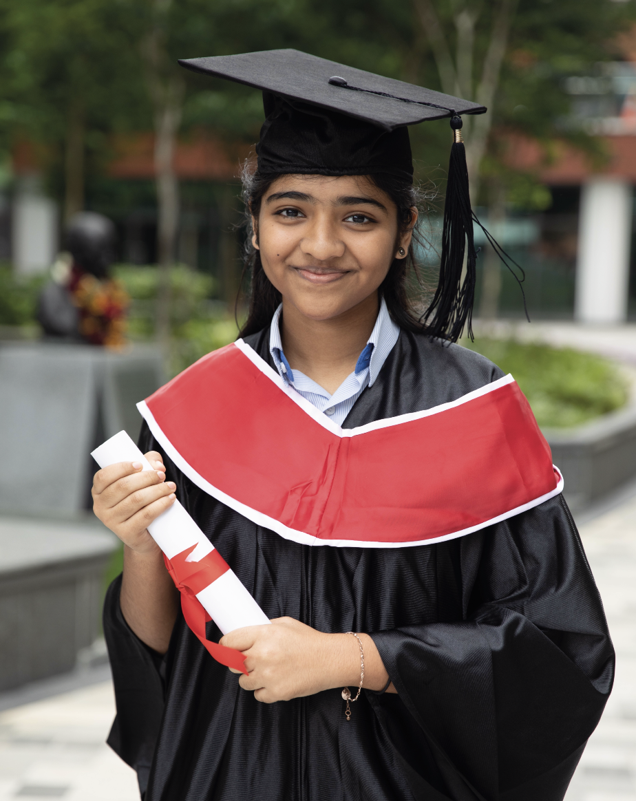 GIIS student Raksha Aiyappan, who scored 44/45 in her IBDP. Photo courtesy: GIIS