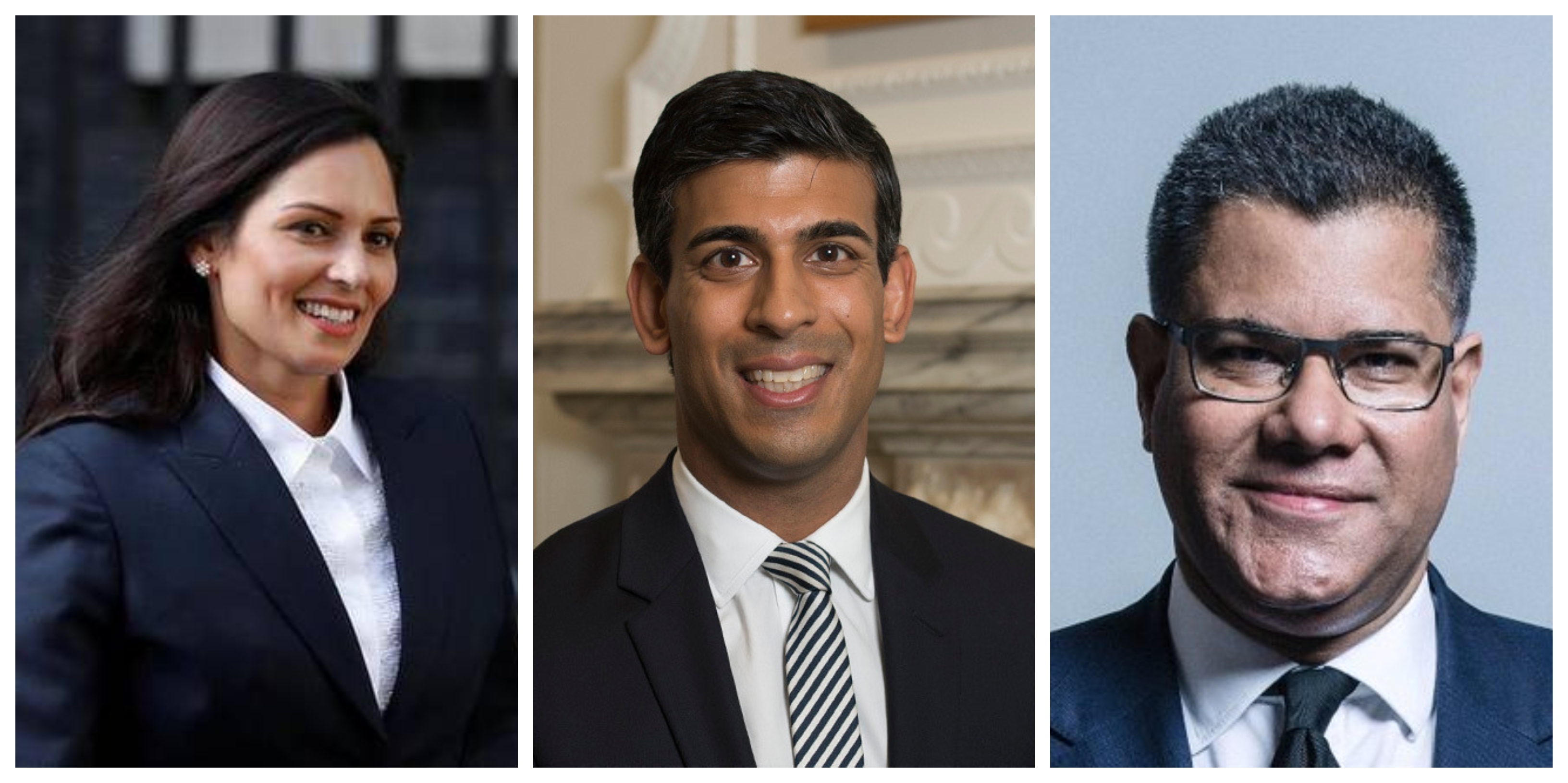 (From left) Priti Patel, Alok Sharma and Rishi Sunak who are members of UK PM Boris Johnson's cabinet. Photo courtesy: Wikimedia