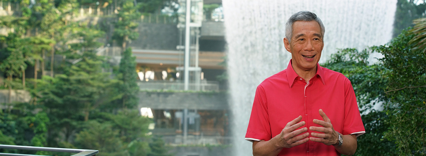PM Lee Hsien Loong speaking on the eve of Singapore National Day at the Jewel Changi Airport. Photo courtesy: www.pmo.gov.sg