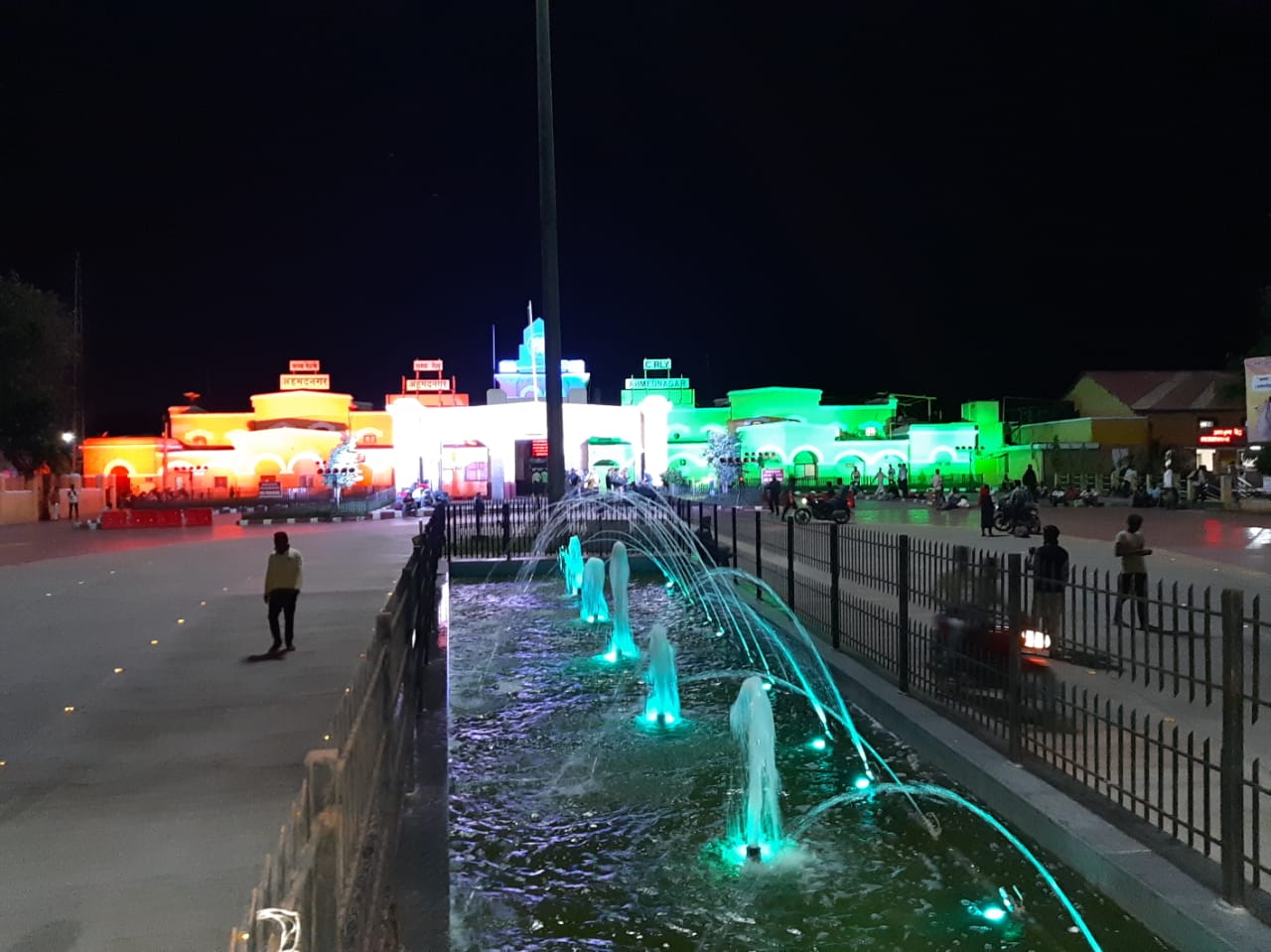 Ahmednagar Station lit up for Independence Day. Photo courtesy: Twitter/@Central_Railway