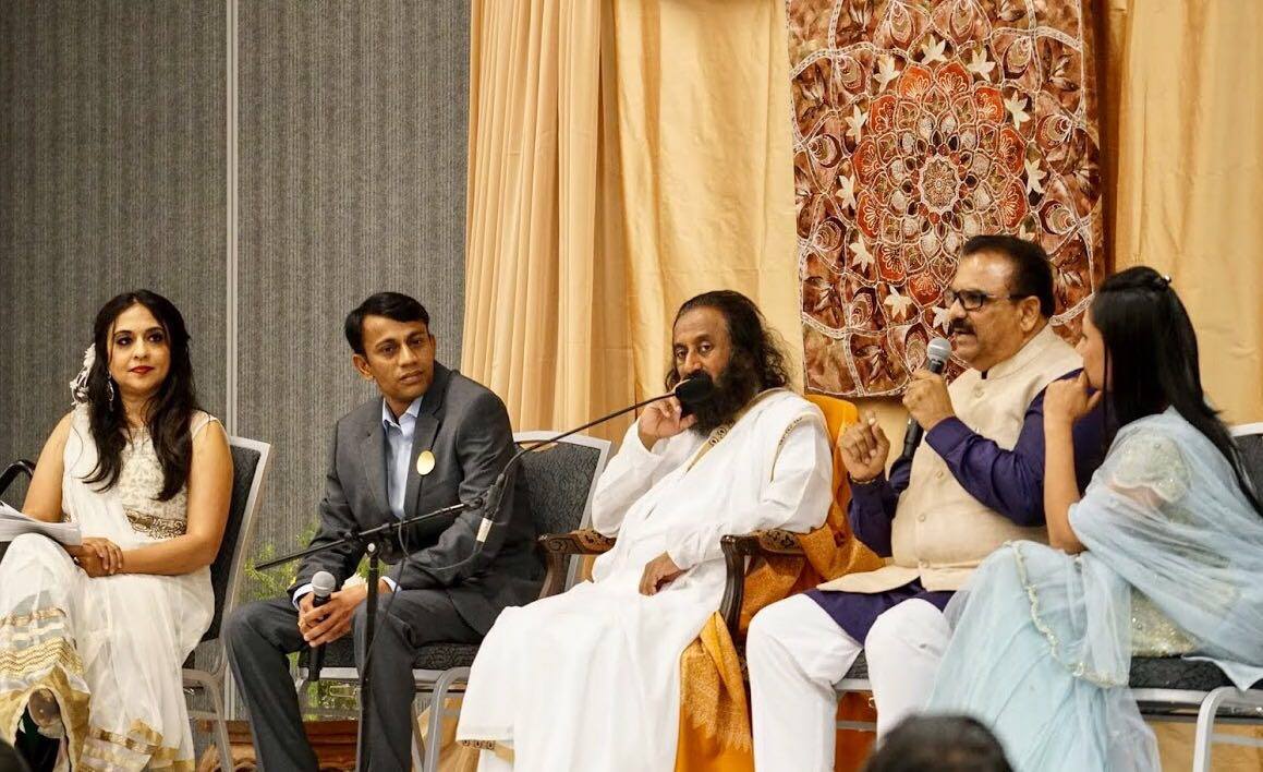 the ‘Big Ideas for Better India’ conference organised by the Overseas Volunteer for Better India (OVBI) in Silicon Valley in 2017 making a resolution to get NRIs in the US to adopt 500 villages across India.