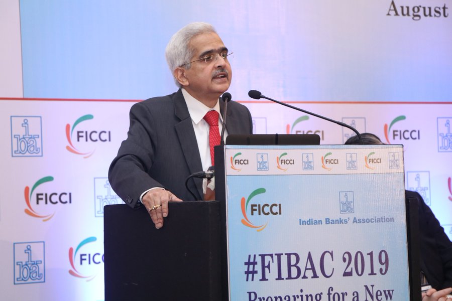 RBI Governor at a session of the FIBAC conclave in Mumbai on August 19, 2019: Photo courtesy: Twitter/@ficci_india