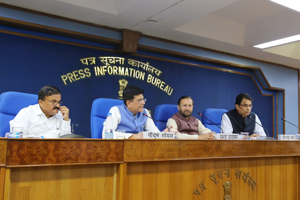Commerce Minister Piyush Goyal announces easing of FDI norms on Wednesday. Photo courtesy: Twitter/@PiyushGoyal