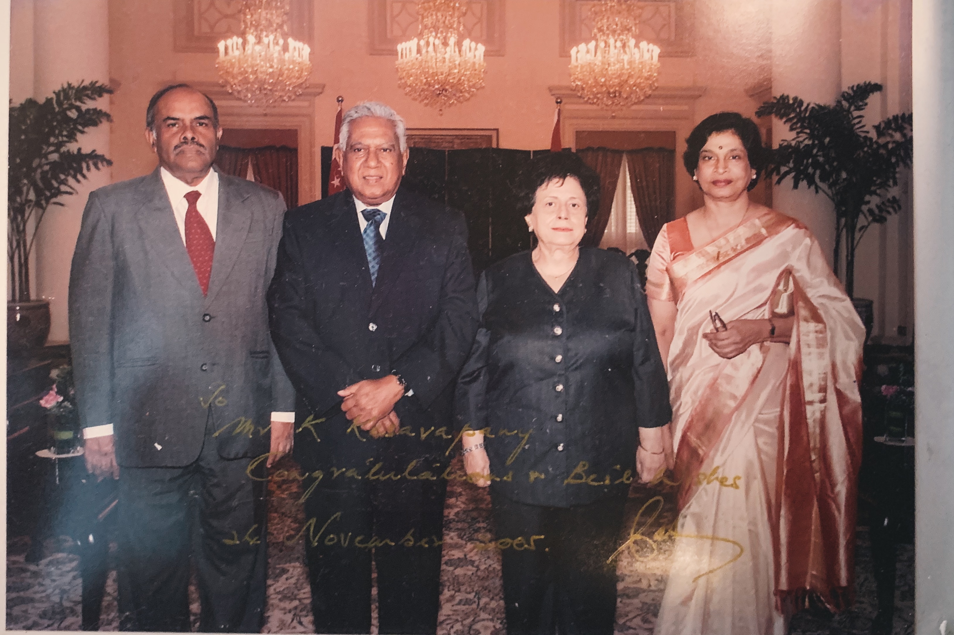 Ambassador Kesavapany and his wife with mentor late president SR Nathan and wife. Photo courtesy: Ambassador Kesavapany