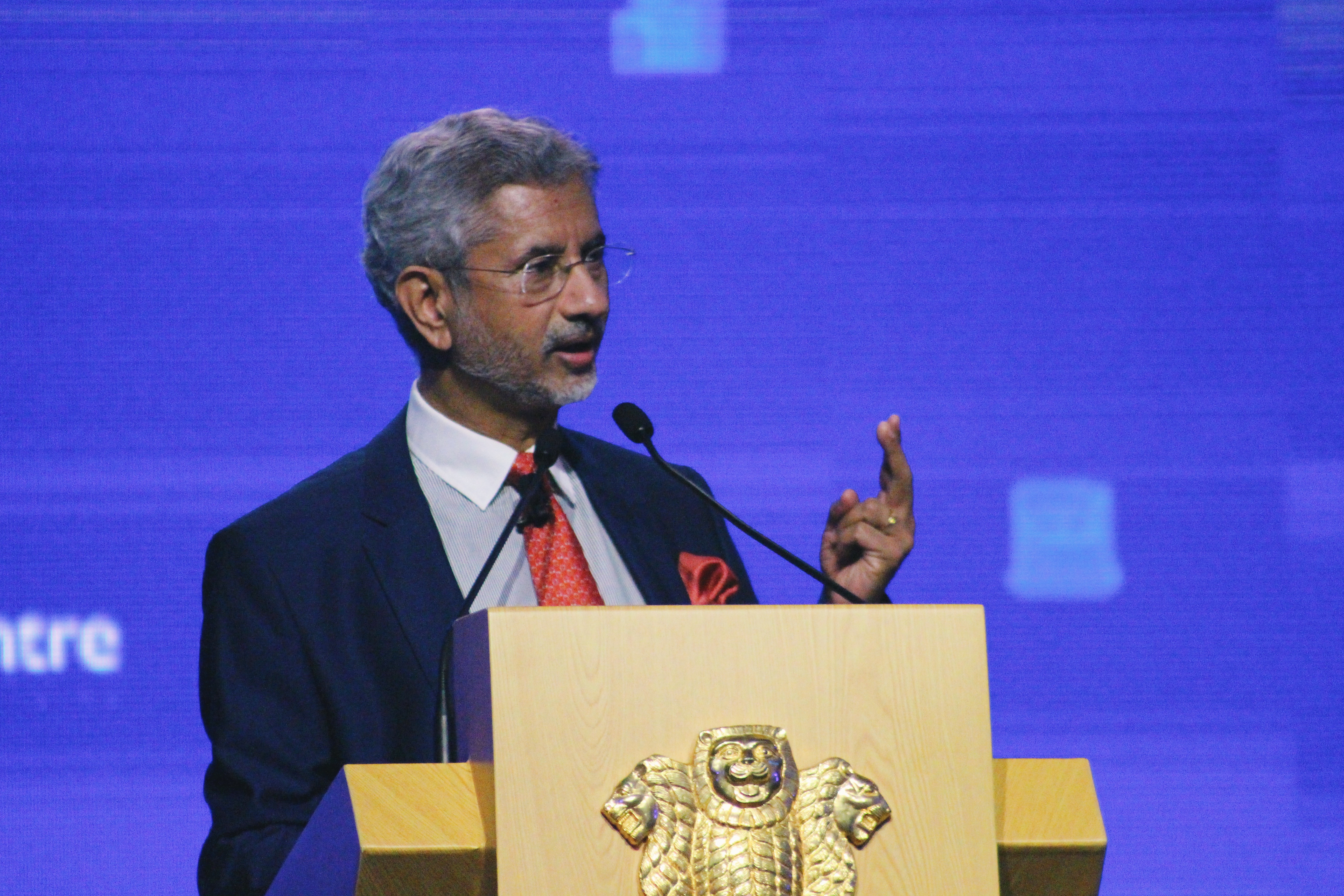 Indian External Affairs Minister S Jaishankar speaking at the India-Singapore: The Next Phase business and innovation summit. Photo courtesy: Connected to India