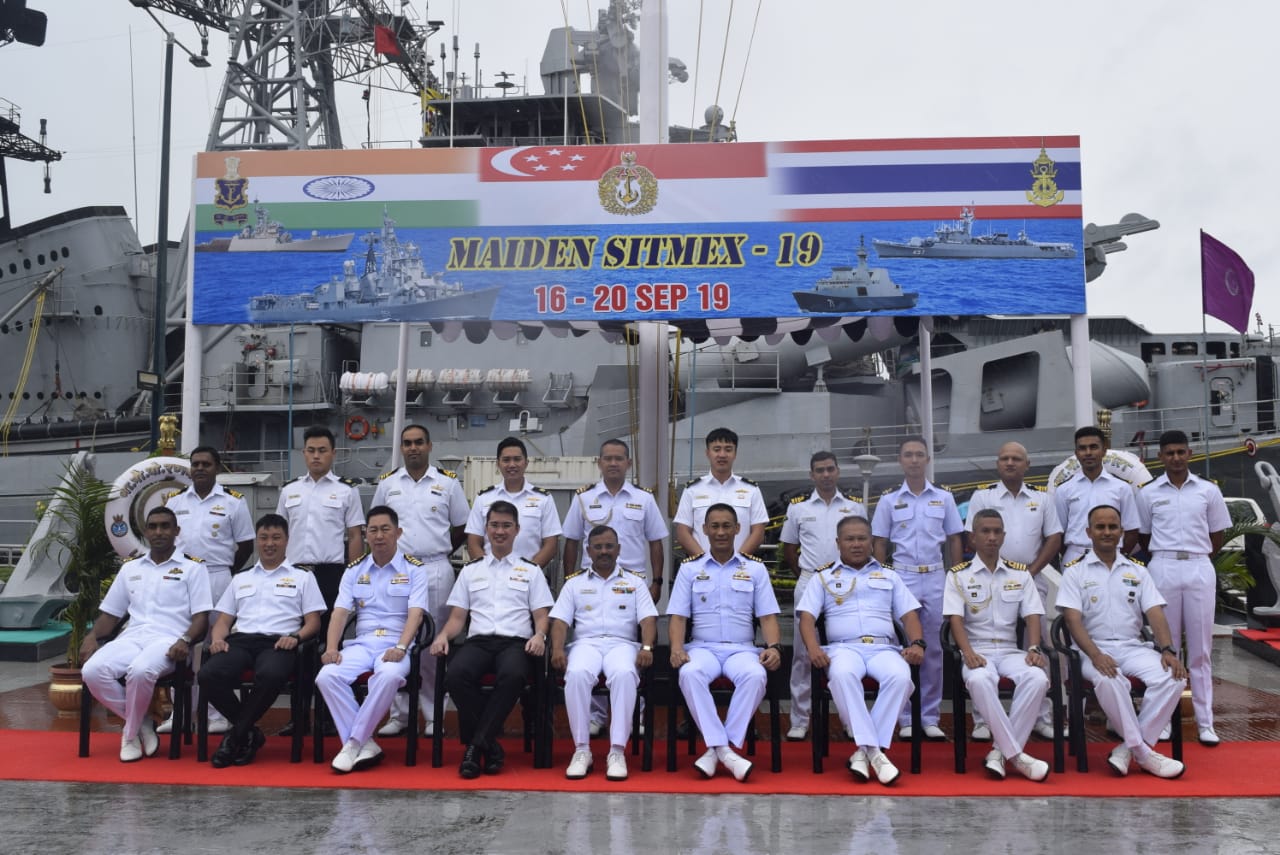 Trilateral maiden naval exercise involving India, Singapore and Thailand at Port Blair begins. Photo courtesy: Twitter/@indiannavy