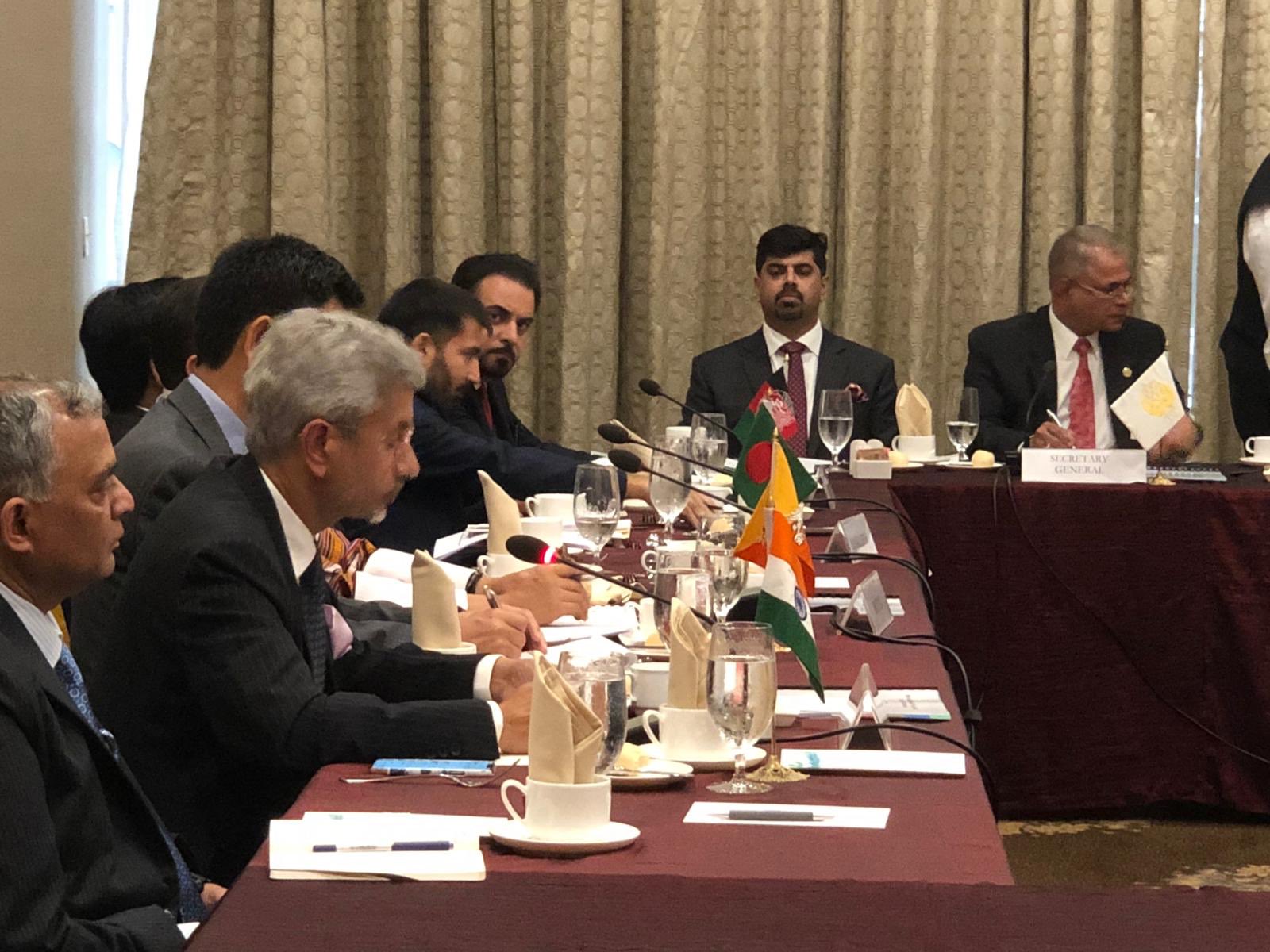 S Jaishankar addressing the SAARC Council of Foreign Ministers in New York on Thursday. Photo courtesy: Twitter/@DrSJaishankar
