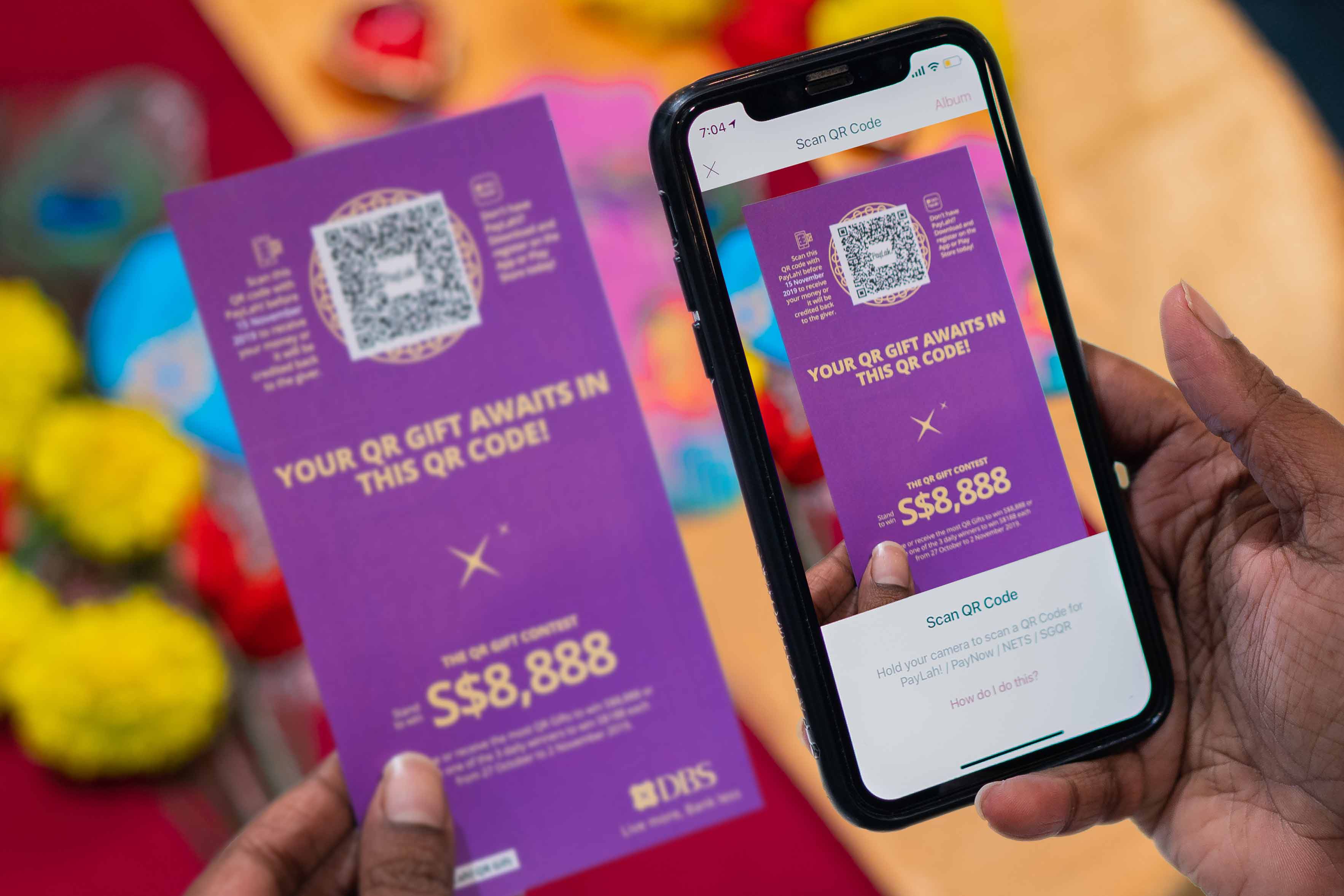 DBS rolls out QR Gift in celebration of Deepavali this year. Photo courtesy: DBS