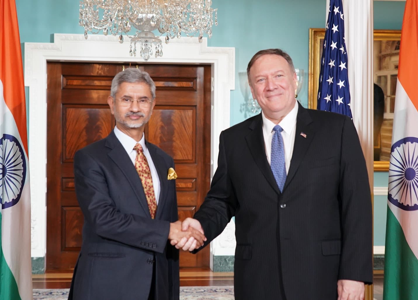 External Affairs Minister S Jaishankar met his American counterpart Mike Pompeo in Washington. Photo courtesy: Twitter/@DrSJaishankar