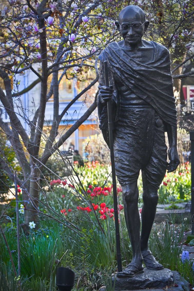 A statue of Gandhi outside the Union Square Park in New York City. Photo courtesy: Twitter/@bindeshwarpatha 