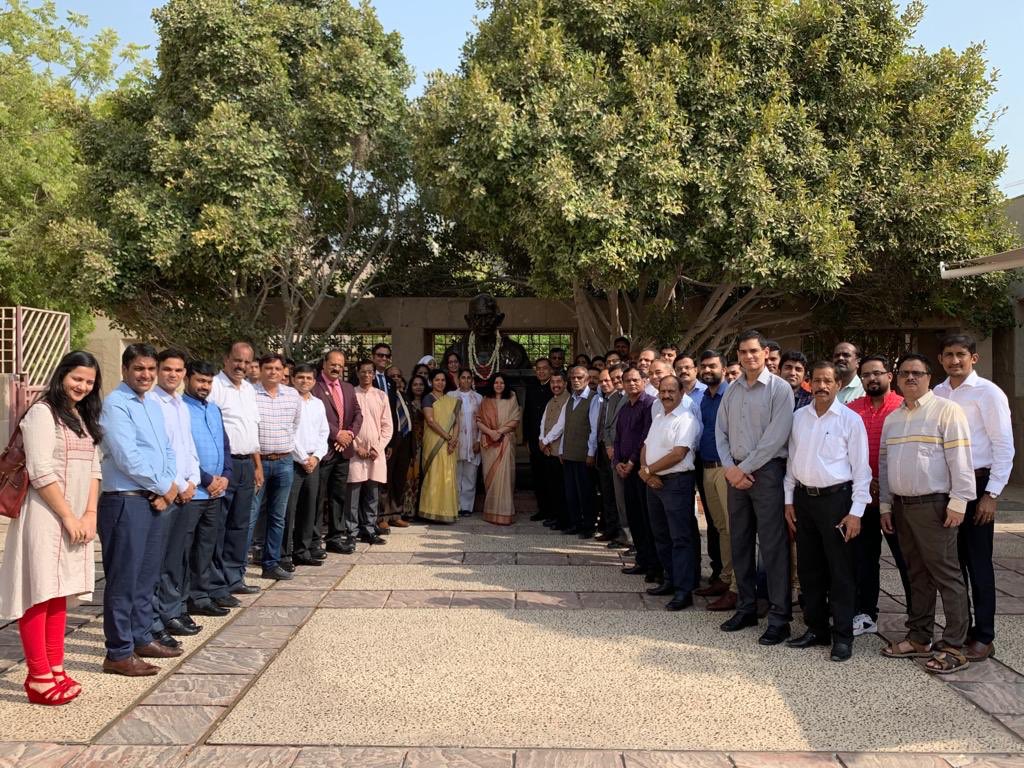 Embassy staff and members of the Indian community paid tribute to Mahatma Gandhi in Abu Dhabi. Photo courtesy: Twitter/@IndEmbAbuDhabi