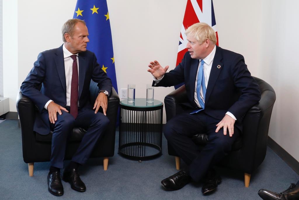 Boris Johnson (right) with EU Council President Donald Tusk (left). File photo courtesy: Twitter/@eucopresident