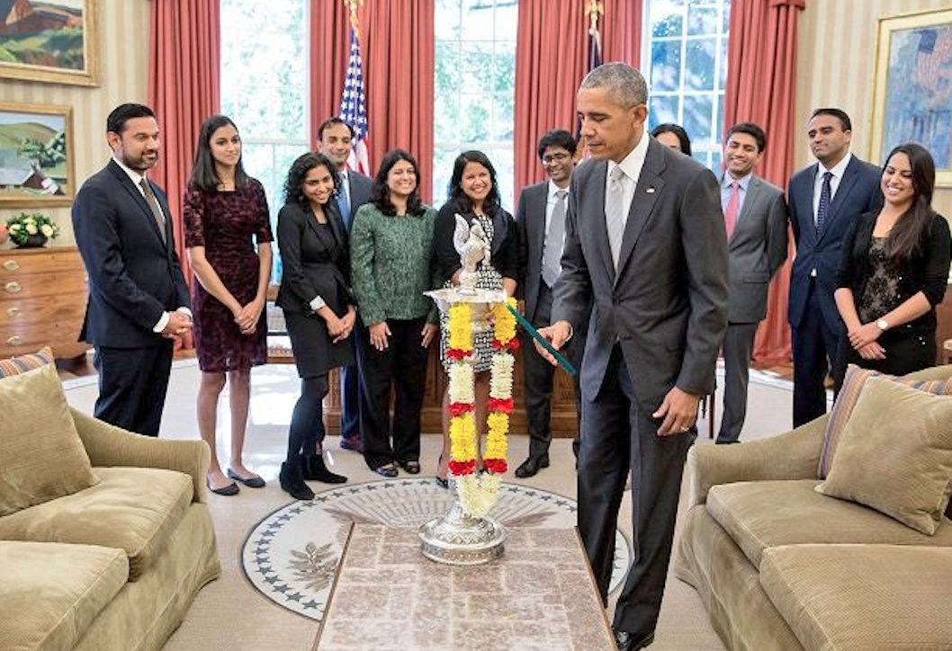 The tradition of celebrating Diwali at the White House was started by started by Barack Obama in 2009. Photo courtesy: Twitter/@prasarbharati