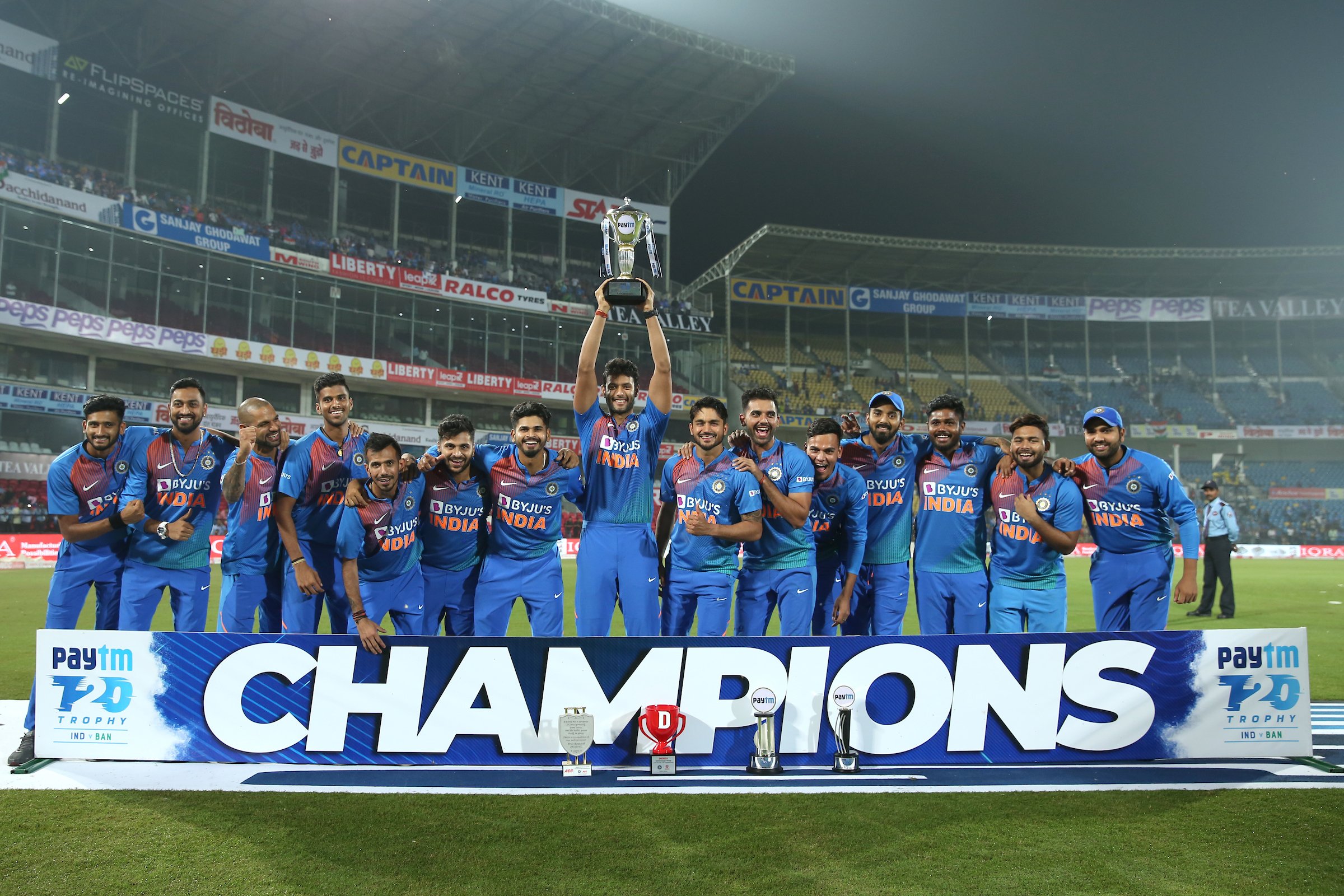 India won the T20I series against Bangladesh 2-1. Photo courtesy: Twitter/@BCCI