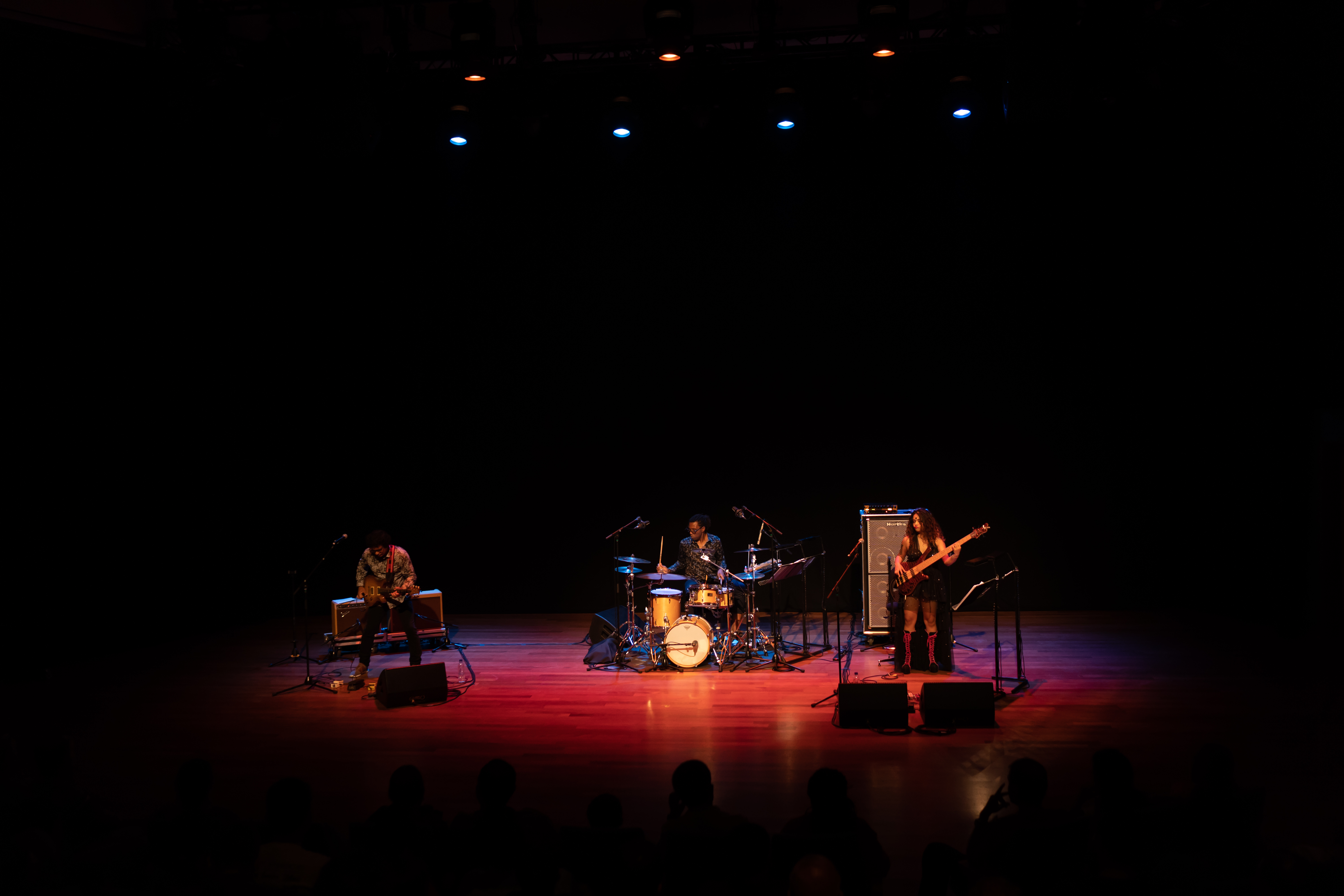 Even though they are performing together for the first time ever, guitar legend Prasanna, bass phenomenon Mohini Dey and Surinamese master drummer Harvey Wirht have got some amazing chemistry going on. Photo courtesy: Esplanade