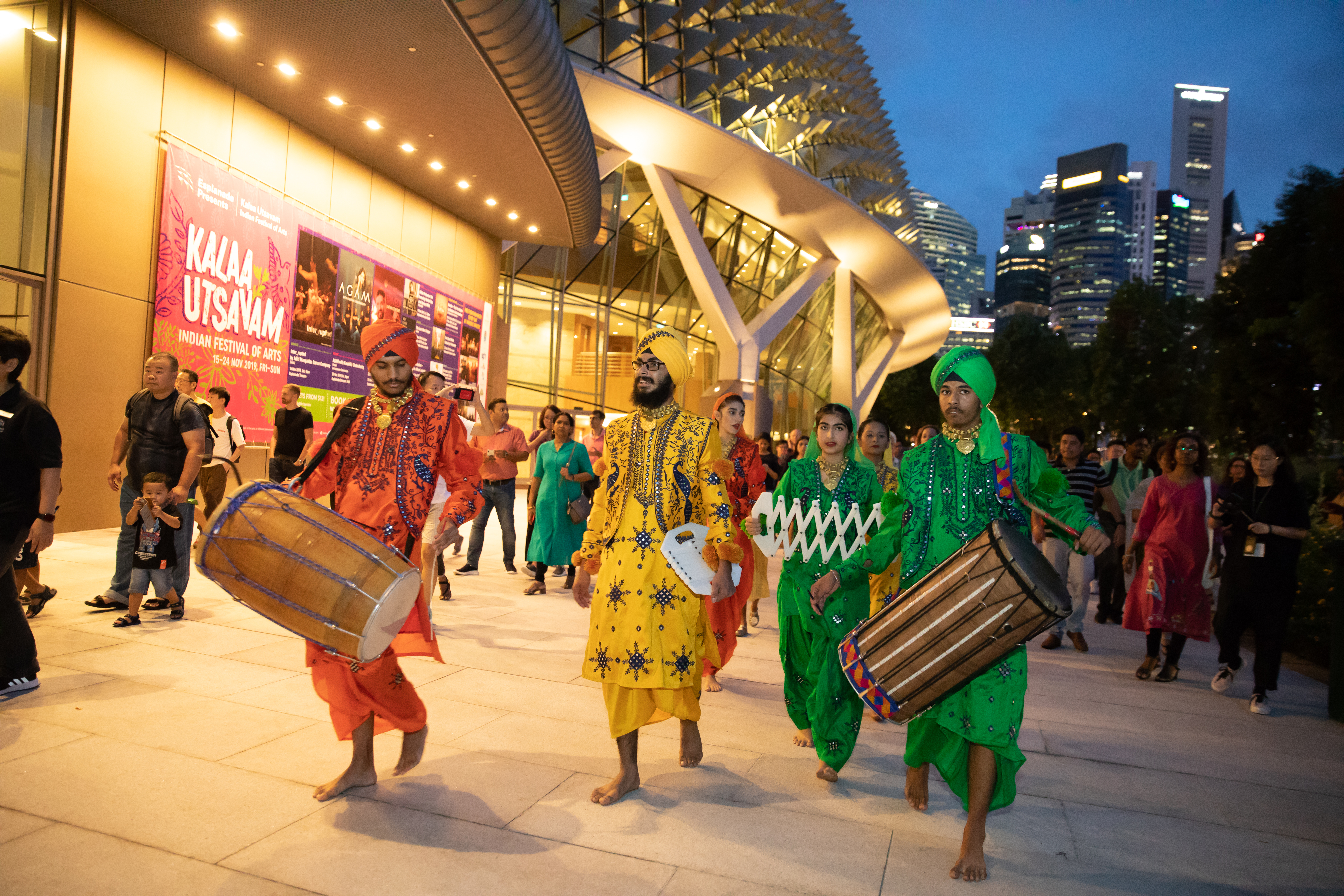 Kalaa Utsavam 2019 opened with an energetic and dazzling Bhangra performance by Singapore's very own SherePunjab Bhangra (SPB). Photo courtesy: Esplanade