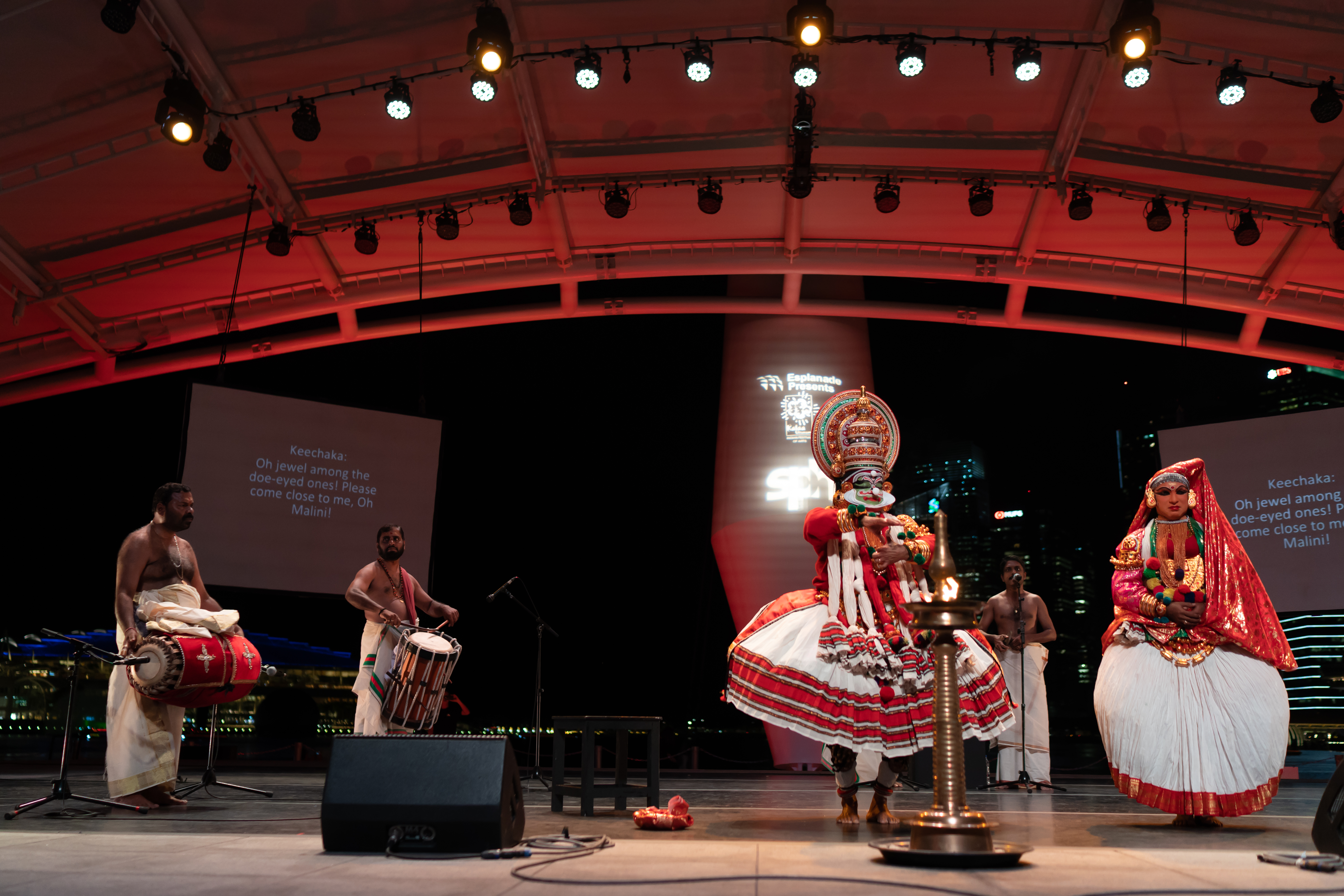 Kathakali, an important genre in the Indian classical dance form from Kerala, is performed by male actor-dancers. Photo courtesy: Esplanade
