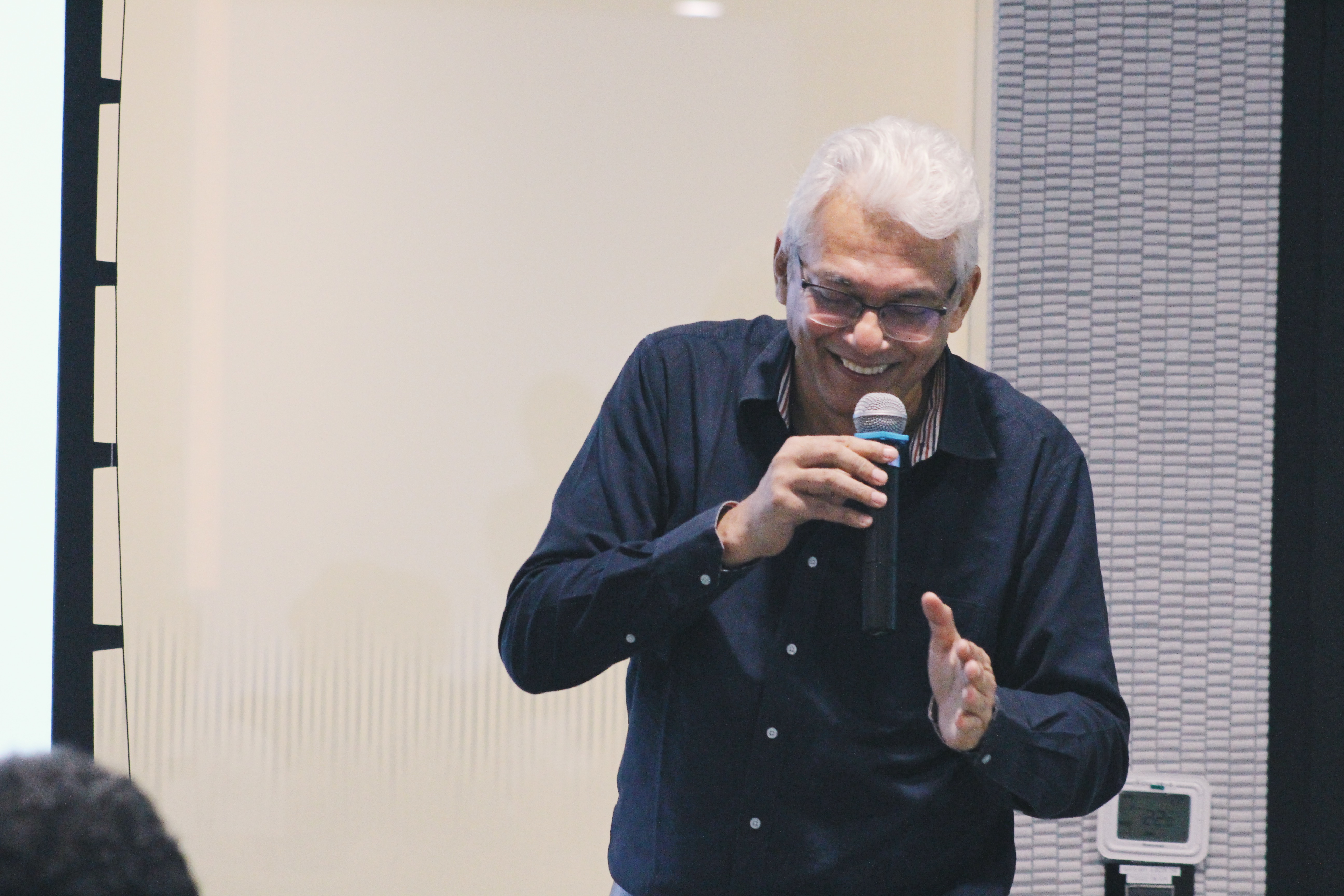 India's leading sports media man, Joy Bhattacharjya, was back in town as quiz master for Mind Amaze for the fourth time. Photo: Connected to India